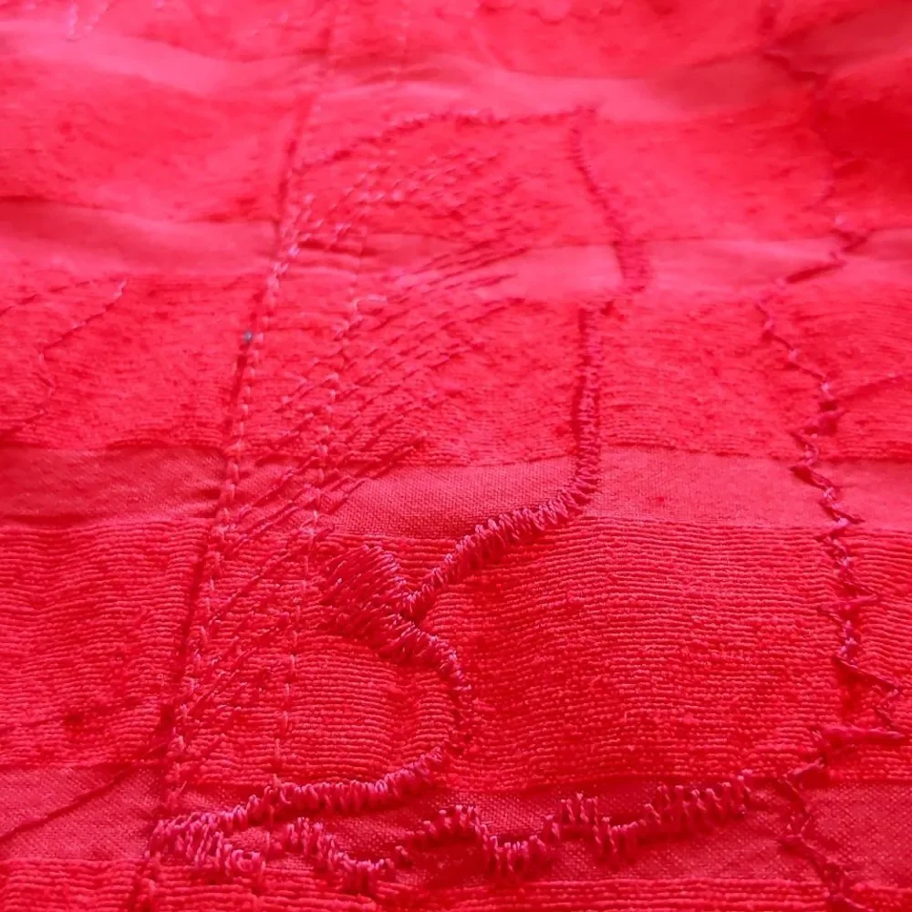 COLDWATER CREEK Jacket Red Silk Blend Textured Lightweight Shacket Shirt Medium